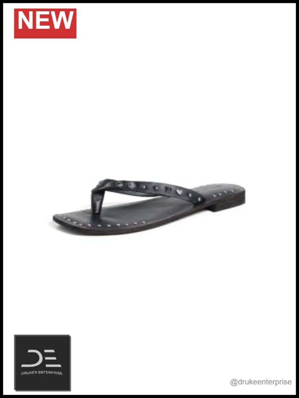 Free People Women's Leather Thong Studded Flip Flops Sandals Slip-On